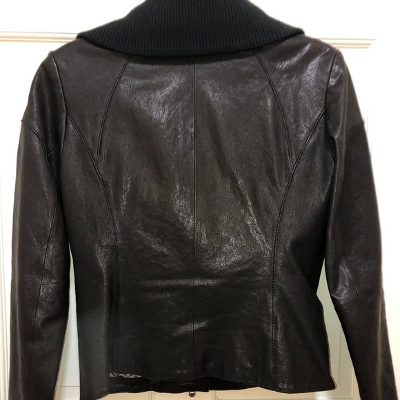 Andrew Marc wool blend collar leather jacket - (s) - Picture 7 of 12